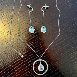 Swarovski crystal set - drop and dangle earrings and necklace, rhodium-plated